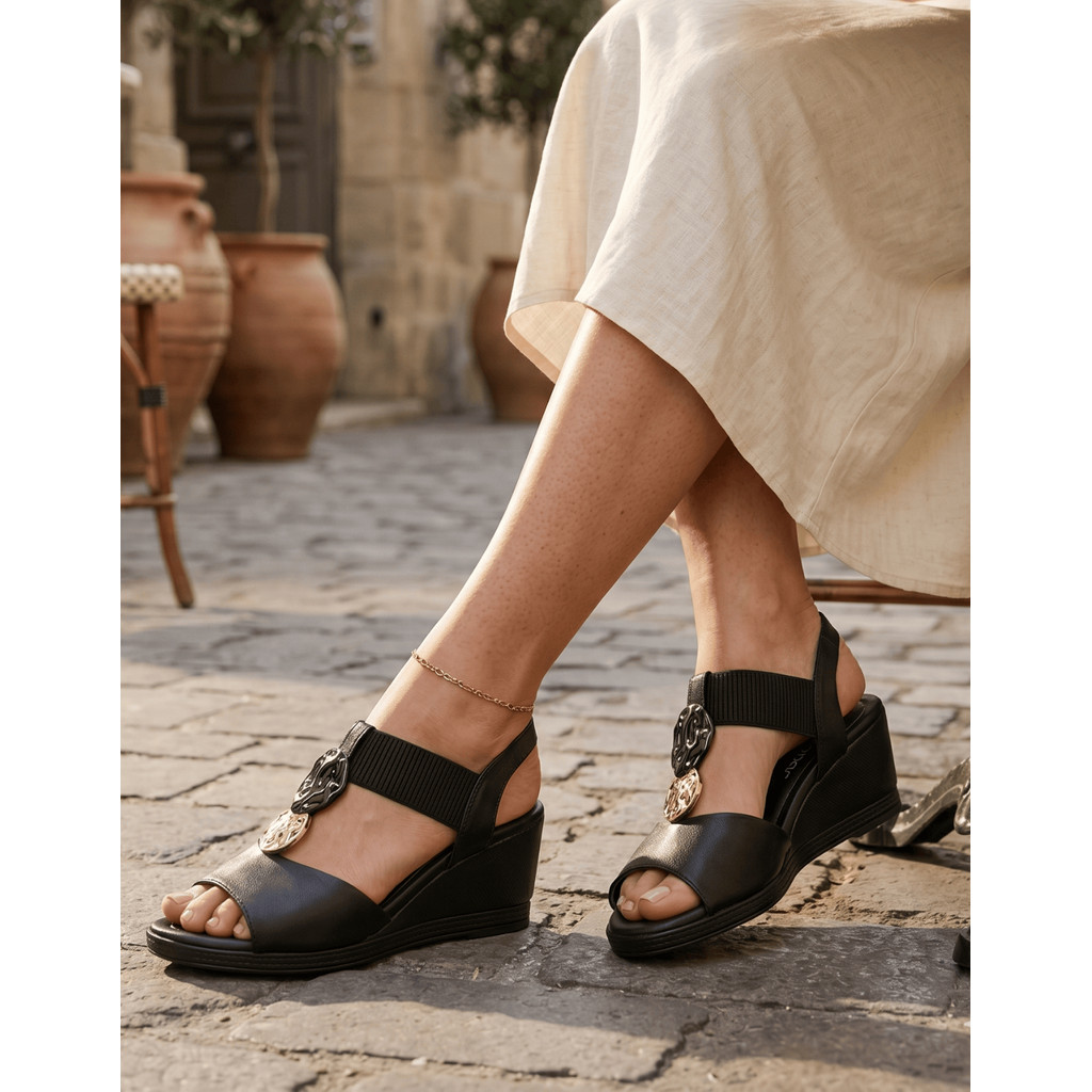 Sandália Feminina Piccadilly Salto Anabela Conforto Joanete Calce Facil Picadili Anatomica