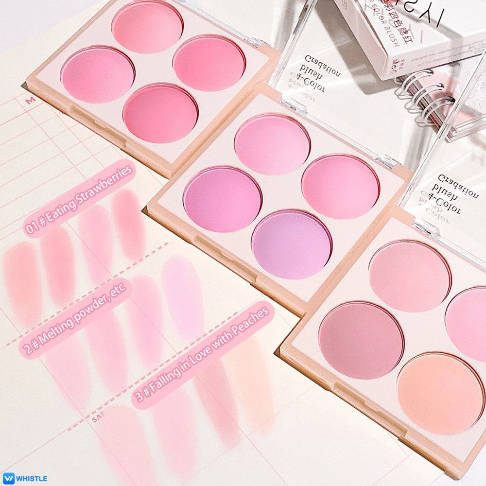 HISYI Blush em tons frios, cores vibrantes, saúde e beleza, blush natural de quatro cores, mais vendido, 