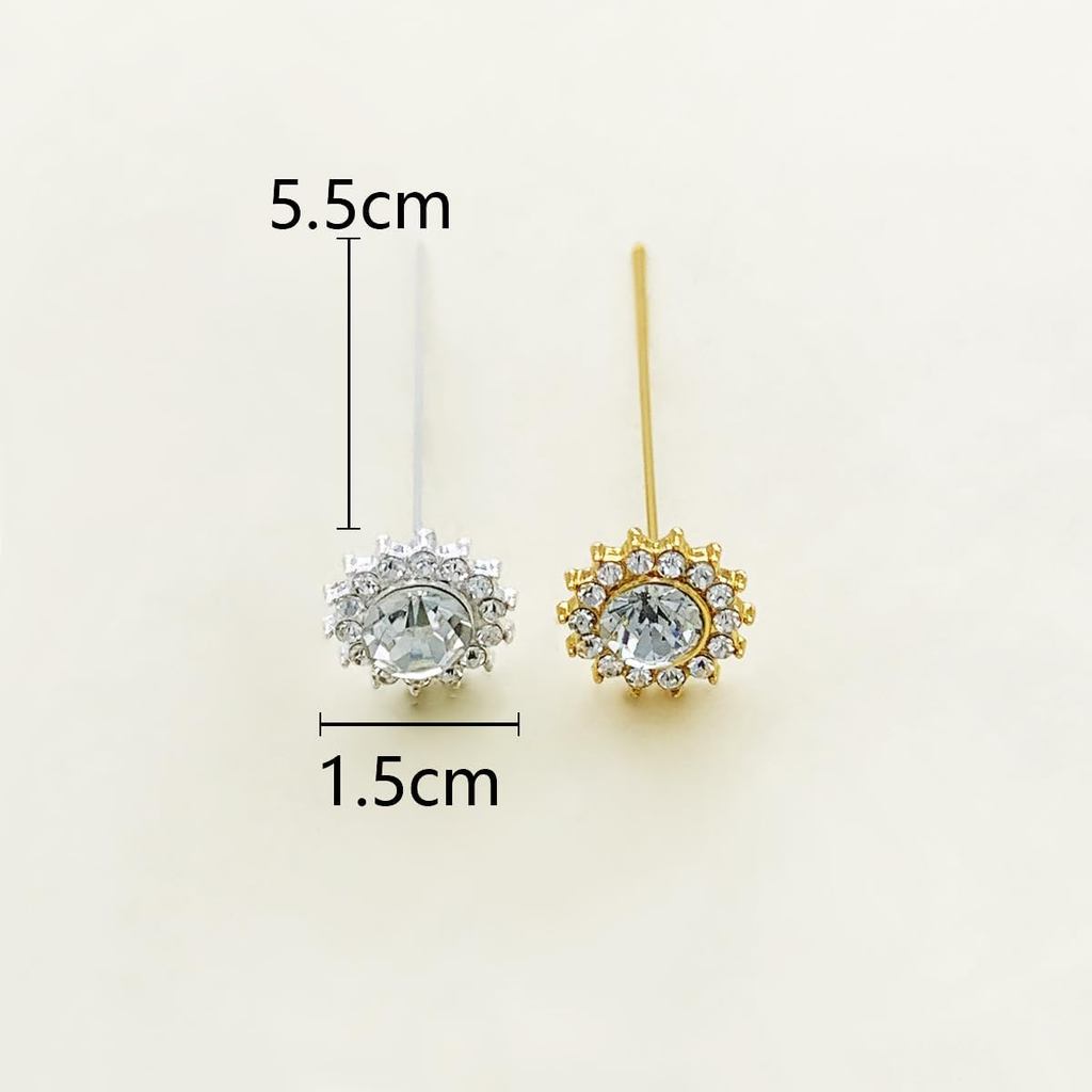 15 Peças de Alfinetes Decorativos para Flores, Alfinetes para Buquê, Alfinetes Retos com Cabeça de Diamante, Alfinetes p