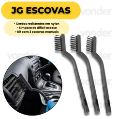 Jogo Escovas Limpeza Manual Nylon 3 Peças Para Ferramentas Peças Automotivas Uso Geral Vonder