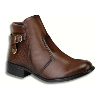 Bota Feminina Botinha Cano Curto Montaria Zipper Confortável