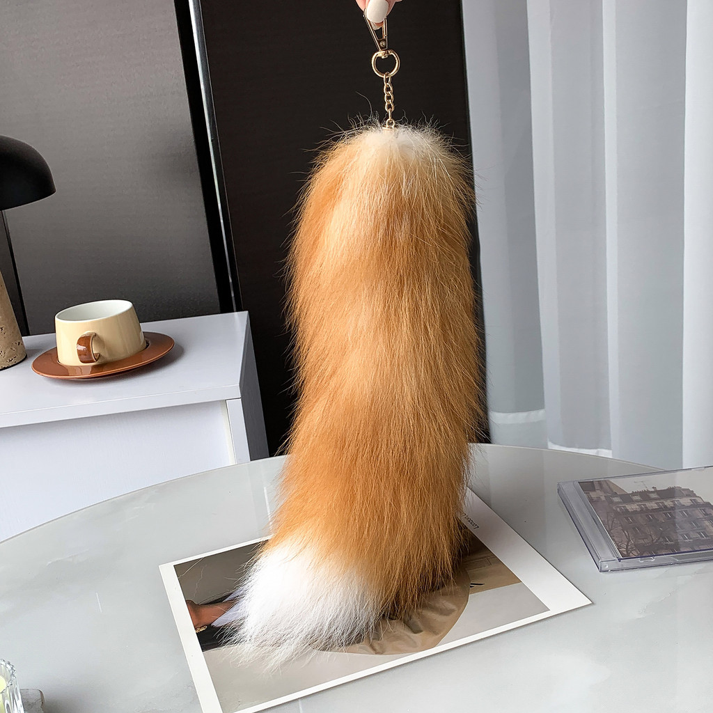 Pingente de cauda de raposa, chaveiro grande, enfeite de pelúcia para carro, acessório de pelúcia, acessório para bolsa.