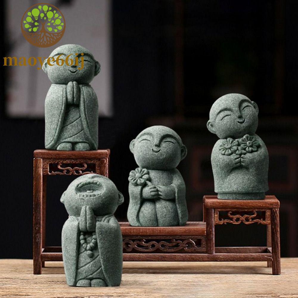 MAOYE66 Estatueta De Pequenos Monges , Estátua De Buda Fofa Feita À Mão , Ornamento De Jardim Zen Requintado Em Miniatur