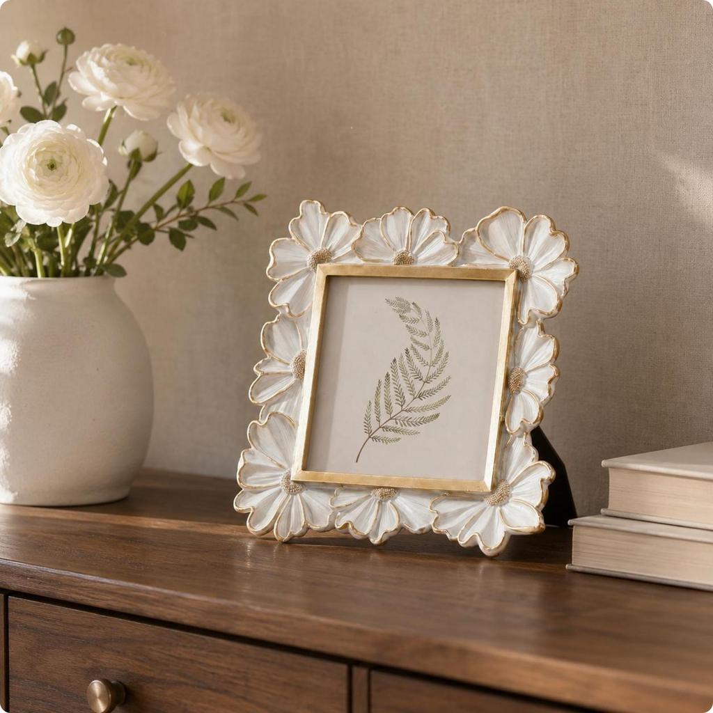 [baosityw8] Moldura De Resina Decorativa Ornamentada Borda De Flor Dourada Arte Display Para Decoração De Mesa Ou Quarto