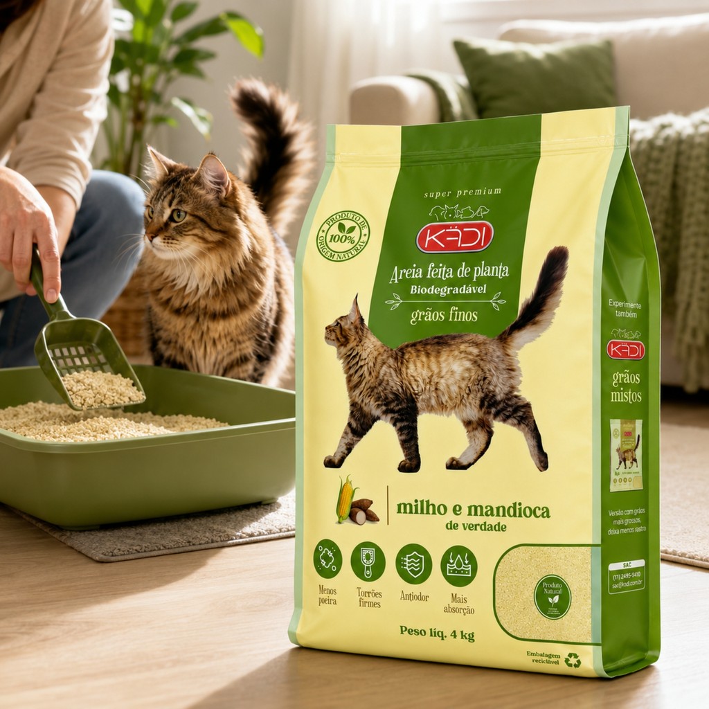 Areia Biodegradável Higienica Grãos Finos 4kg Gatos Premium