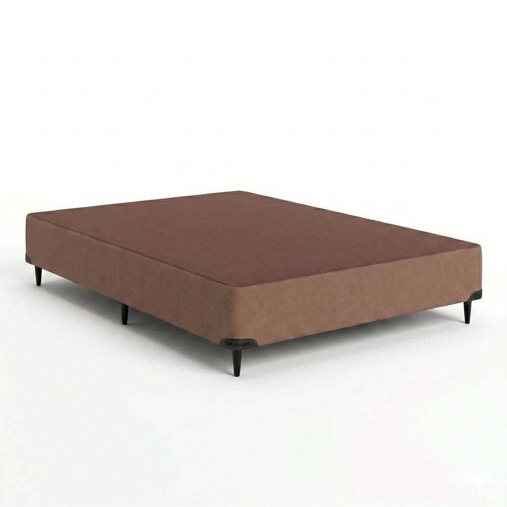 Base Box Sommier Camurça Viúva 128x188x30cm Ortobom Bege/Creme Creme