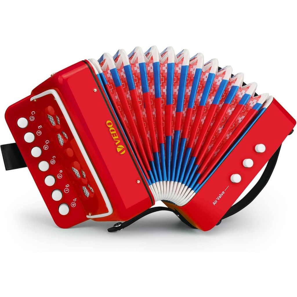 Acordeão infantil, mini acordeão de brinquedo com 10 teclas, presente ideal para crianças; fácil de tocar, instrumento