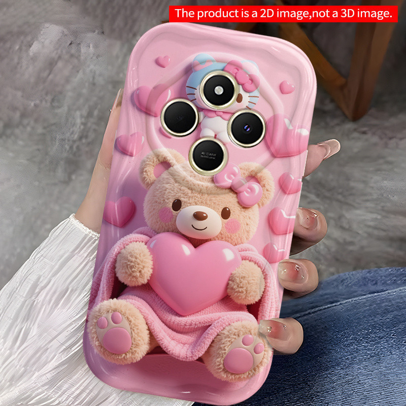 Capa de celular - Capa de celular SANRIO para Xiaomi/Redmi, design de anime 2D fofo com padrão de urso de pelúcia, adequ