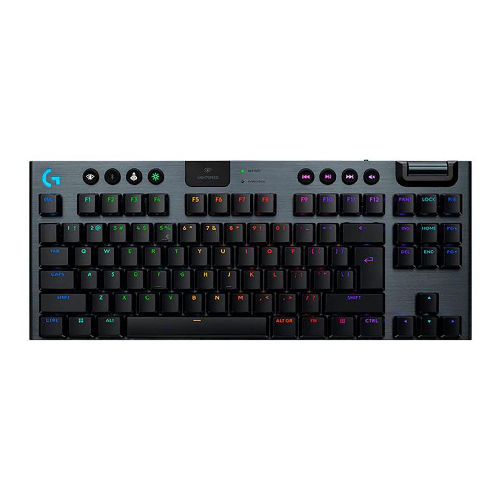 TECLADO MECANICO GAMER SEM FIO LOGITECH G915 X LIGHTSPEED TKL RGB SWITCH GL TACTILE PRETO 920-012715