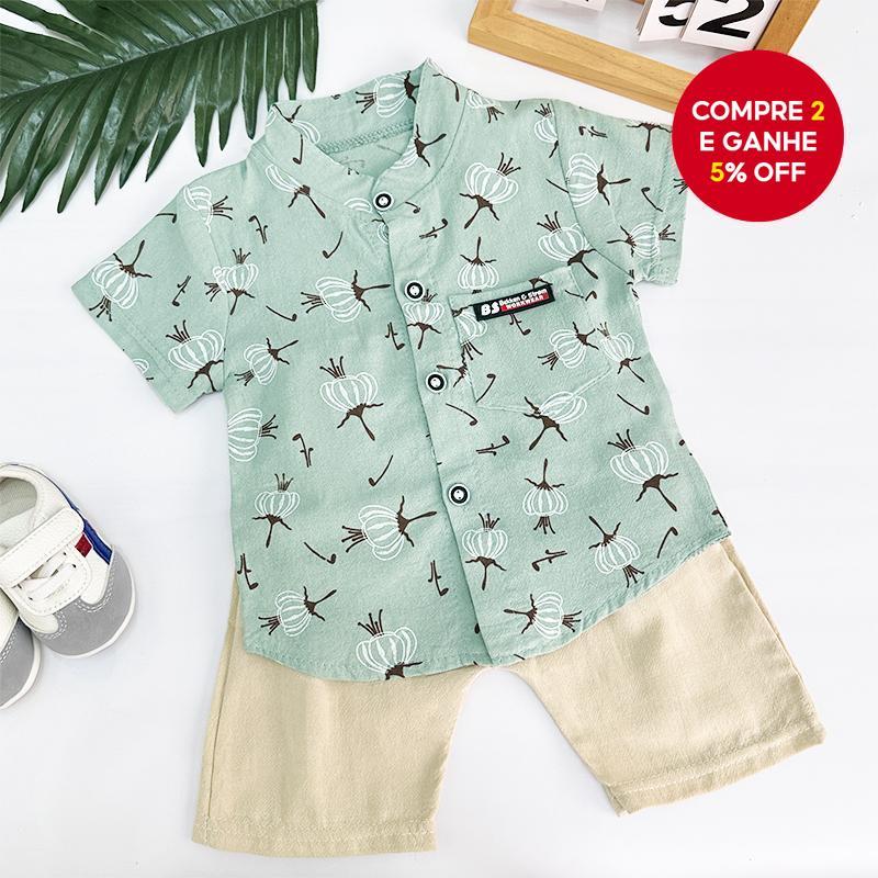 Conjunto De Roupa Para Bebê Menino 0-5 Anos – Camiseta E Shorts De Algodão Com Estampa De Dente De Leão Uso Casual De Ve