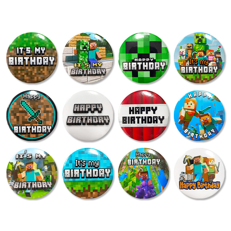 Minecraft tema conjunto Pixel estilo jogo emblema comemorativo crianças menino festa de aniversário decorações de evento