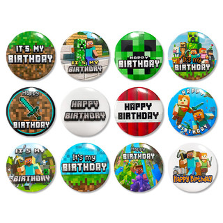 Minecraft tema conjunto Pixel estilo jogo emblema comemorativo crianças menino festa de aniversário decorações de evento
