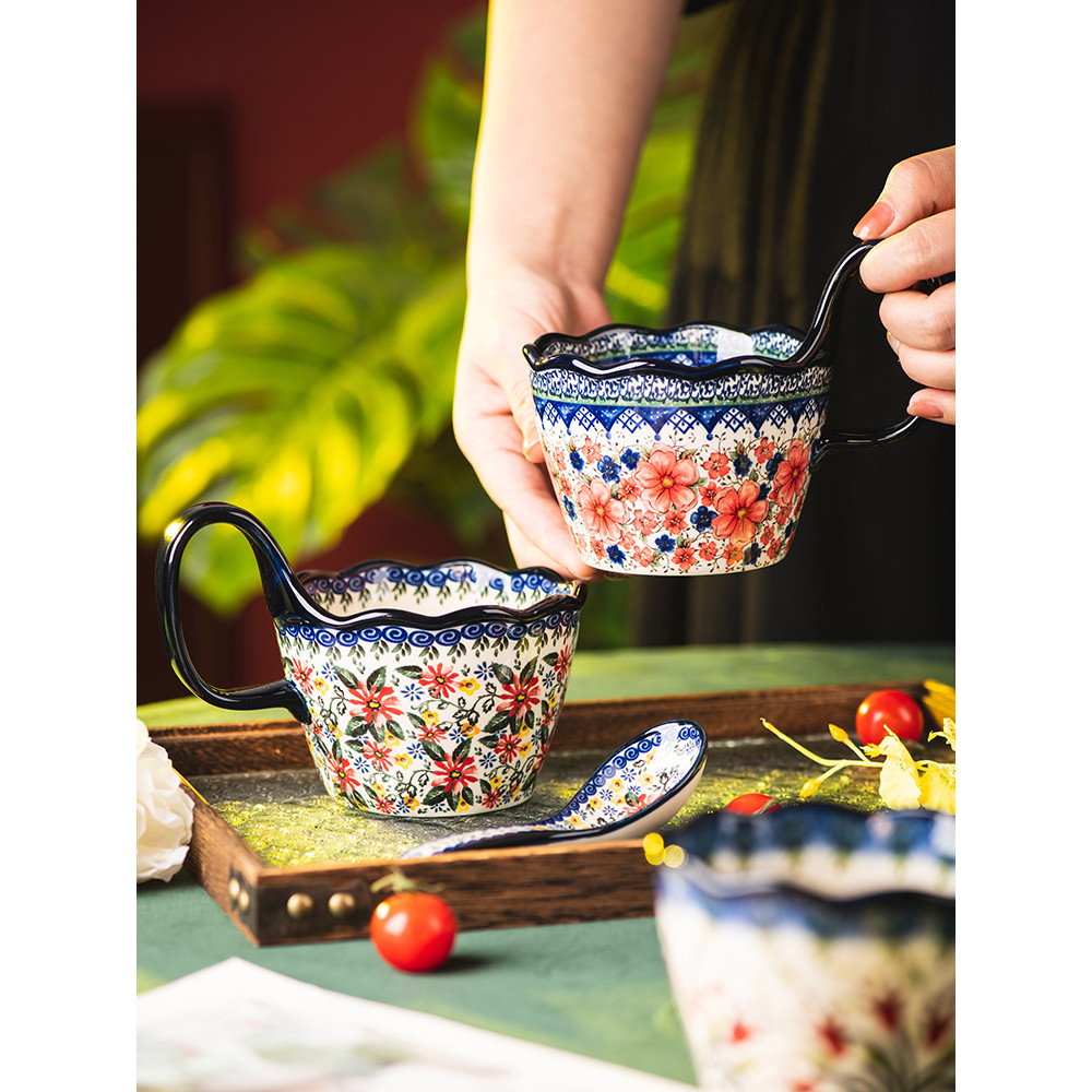 Caneca polonesa copo de cerâmica Retro beber copo de café da manhã doméstico copo de natal de alto valor xícara de café