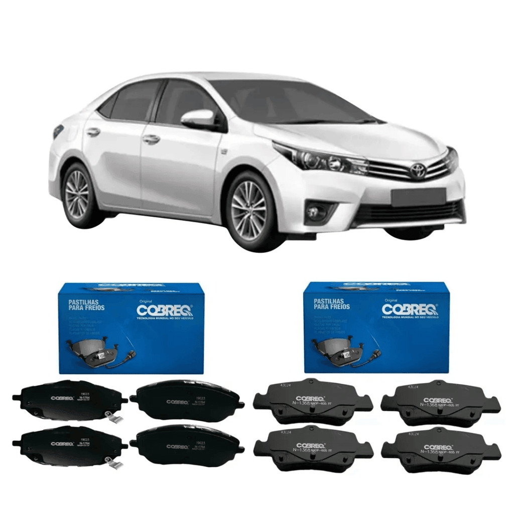 Kit Pastilha De Freio Dianteira + Traseira Corolla 2015 2016 2017 2018 2019 Cobreq