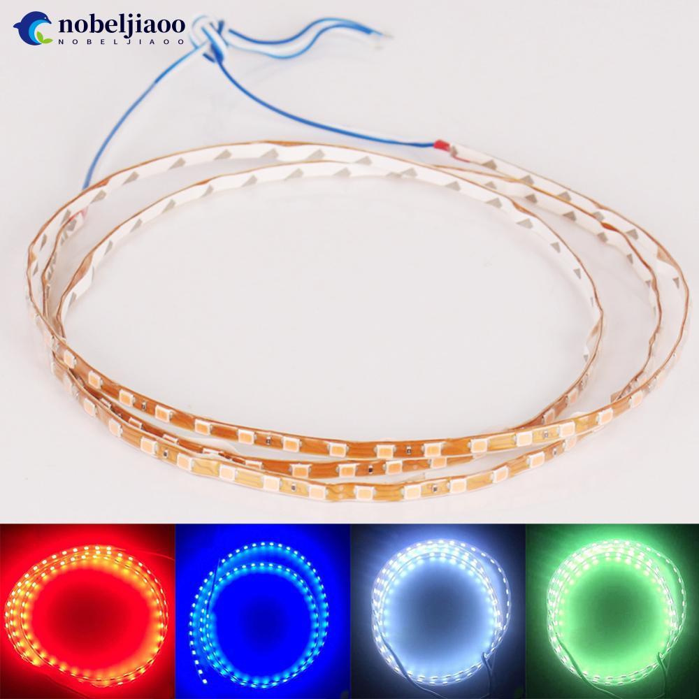 NOBELJIAOO 1Pc 60cm LED Strip Light 60SMD 3528 Fita Flexível Corda Stripe Ray Tape Lâmpada Interior Do Carro Luzes Atmos