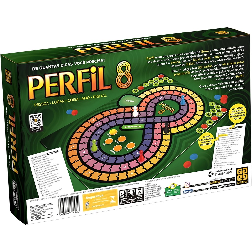 Jogo De Tabuleiro Perfil 8 Desafie Sua Mente Com Estratégias Em Família Grow 04992 — imagem 2 de 2