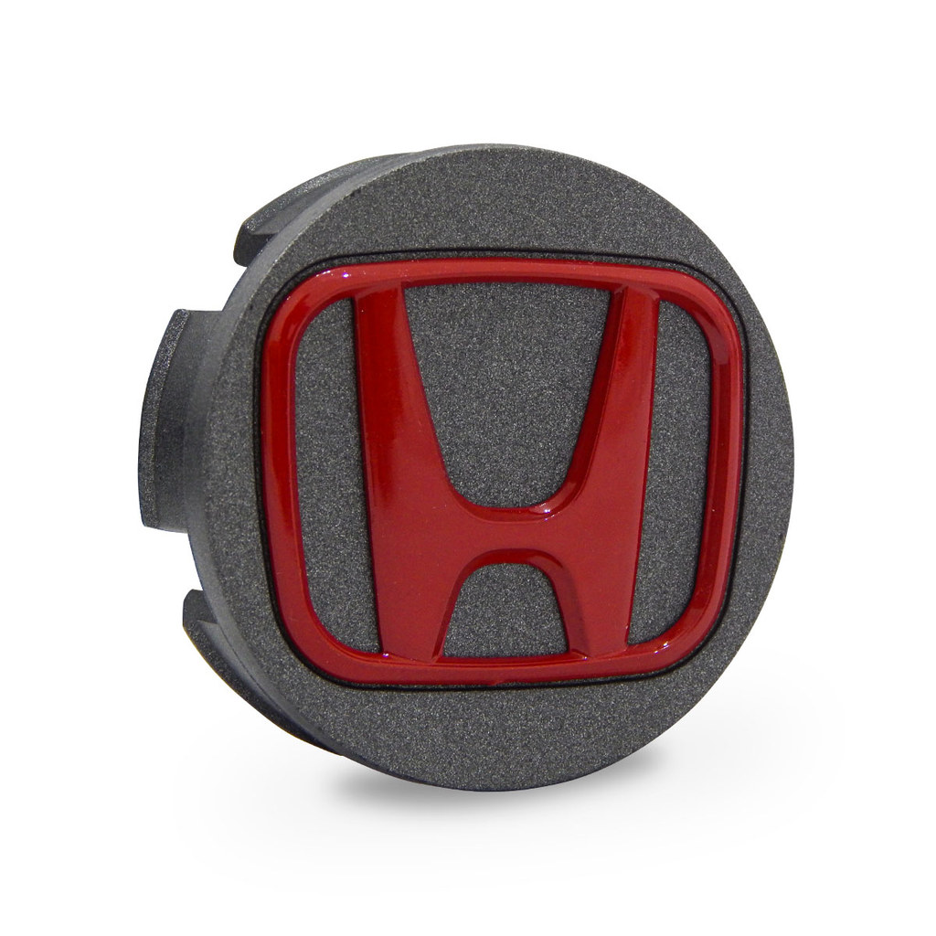 Calota Calotinha Centro Central Miolo Meio Roda Fit City Wrv Civic 58mm Grafite Com Logo Vermelho