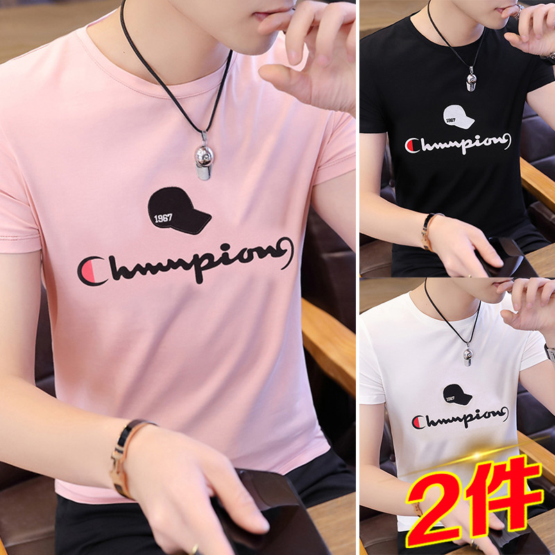 Camiseta masculina de manga curta rosa roupas superiores meia manga puro algodão roupas masculinas 2026 verão novo estil