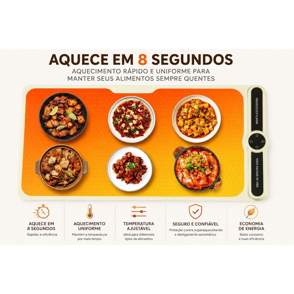 Tapete Aquecedor Elétrico 110V Para Alimentos Aquecimento Rápido 8 Segundos — imagem 2 de 2