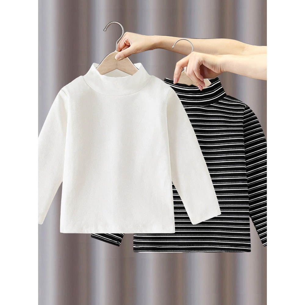 Meninos camiseta de manga comprida 2026 primavera outono inverno novo estilo crianças gola média alta quente Casual cami