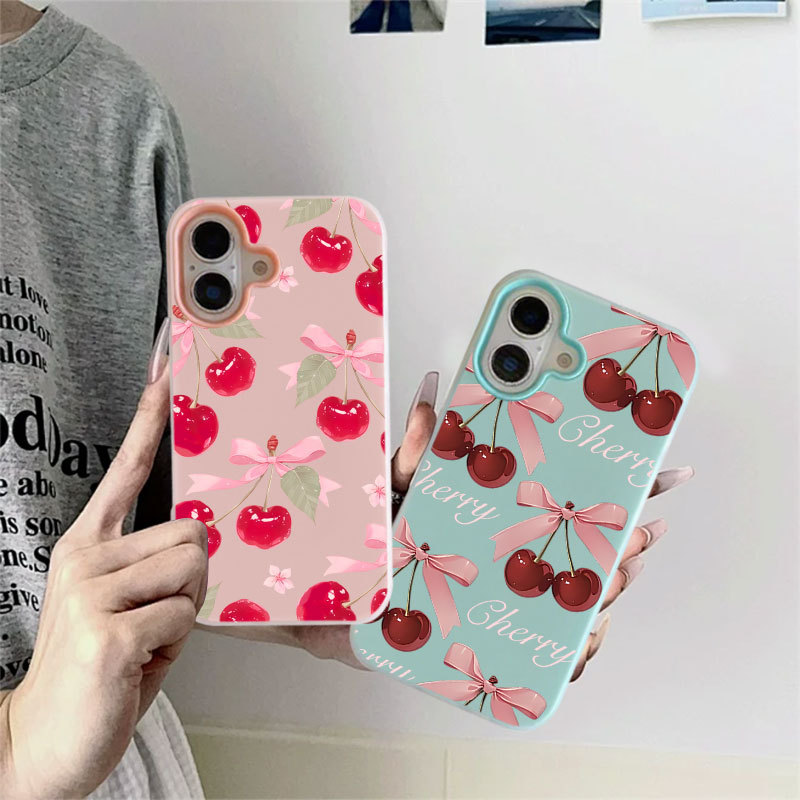 Capa De Telefone Com design Cereja Para Samsung S25 ULTRA S24 Plus S23 S22 A17 A16 A15 A14 A13 A52