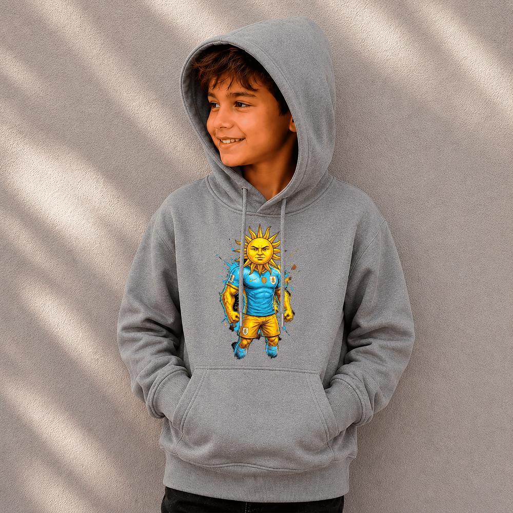 Moletom Canguru Infantil Cinza Brasil Copa Bandeira Futebol Taça Hexa Roupa Menino Casaco Com Capuz