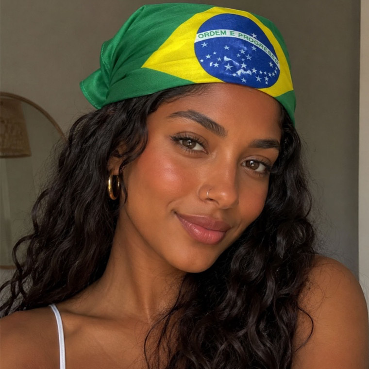 Bandana Lenço do  Brasil Poliéster 100% Triângulo Copa Mundo Torcida verde e amarelo Look