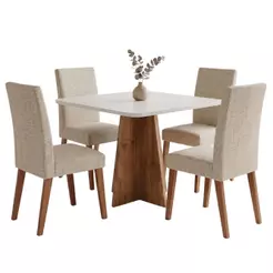Conjunto Sala de Jantar Mesa Quadrada 0,90m Moove 4 Cadeiras Milano
