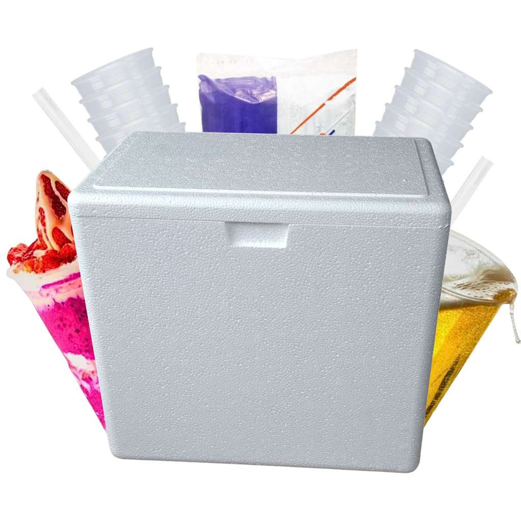 Kit Bar Em Casa Caixa Isopor 12 Litros + Copo 500Ml Com 50 Uni + Canudo Tradicional 100 Uni Copa