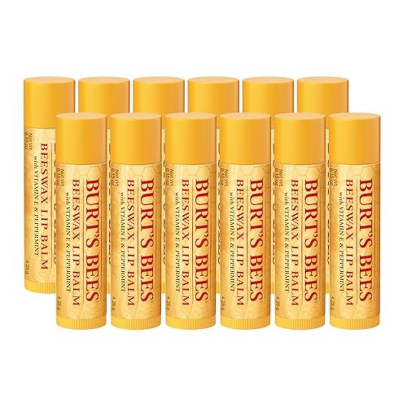 Burt's Bees Ideias Para Presentes De Volta Às Aulas , Bálsamo Labial-Pacote De 12 Contagens De Cera De Abelha Original A