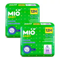 Kit 2 Fralda Descartável Mió Baby Tamanho G com 28 Unidades