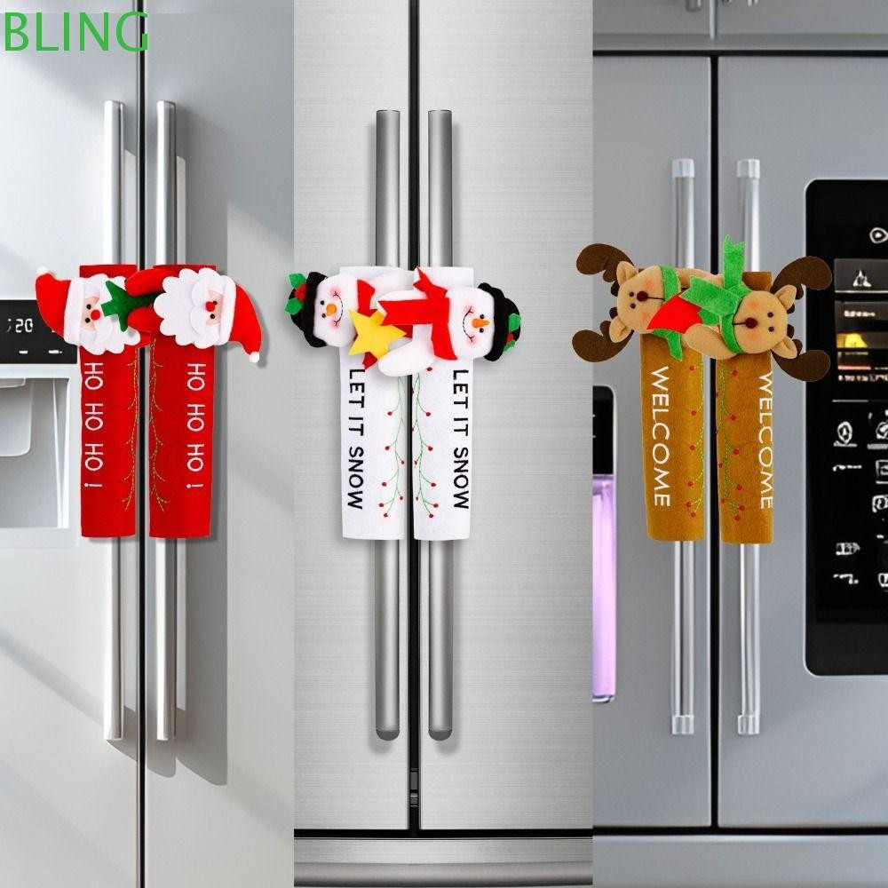 Puxadores De Geladeira De Natal BLING , Luvas De Maçanetas De Veludo De Flanela , Design De Bonecos De Neve