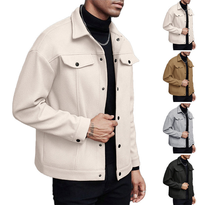 Cross-Border outono inverno lapela de lã nova jaqueta masculina Casual esportes jaqueta de negócios