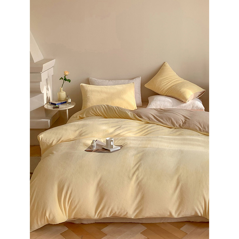 Classe A leite velo conjunto de quatro peças inverno bebê engrossado quente Coral velo flanela lençol colcha capa cama