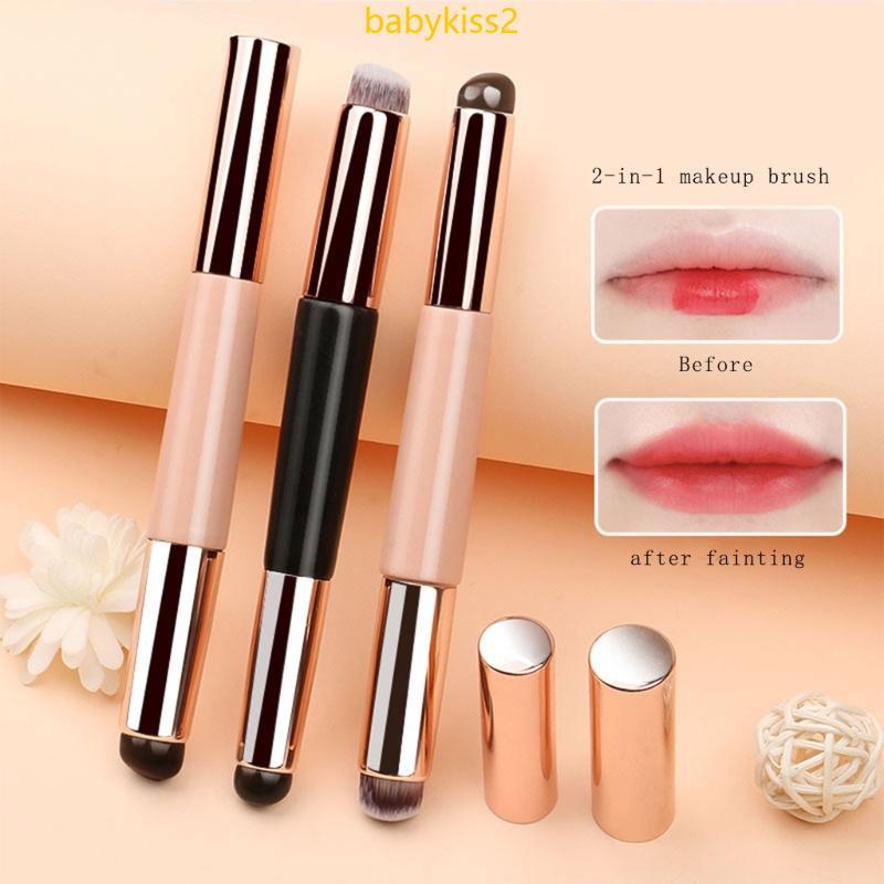 2 1 Silicone Lip Brush Corretivo Pincel Batom Maquiagem Aplicador Pó Para