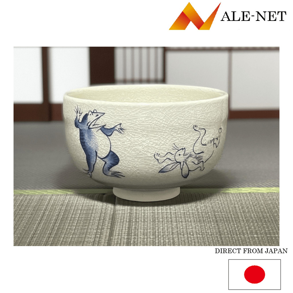 ALE-NET Matcha Tea Bowl, White, Choujuujinbutsugiga, Small Tea Bowl, Ceramic, Mino Ware, Made in Japan 【Direto do Japão】