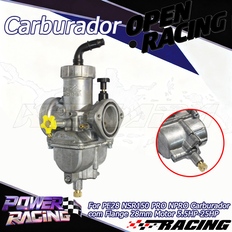 MKL RACING Carburador PE28 28mm Com Flange NSR150 PRO NPRO Modificado Universal 5.5HP-25HP 2T 4T