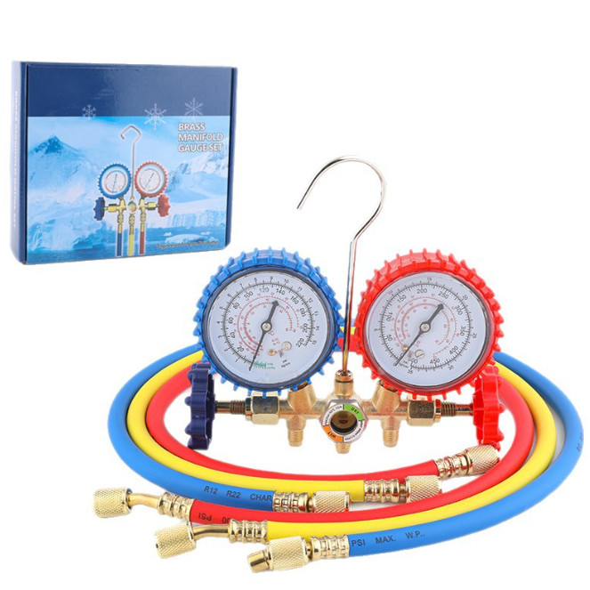 Manifold Manômetro R134a R22 R12 R502+ Mangueiras 90cm Ar Condicionado