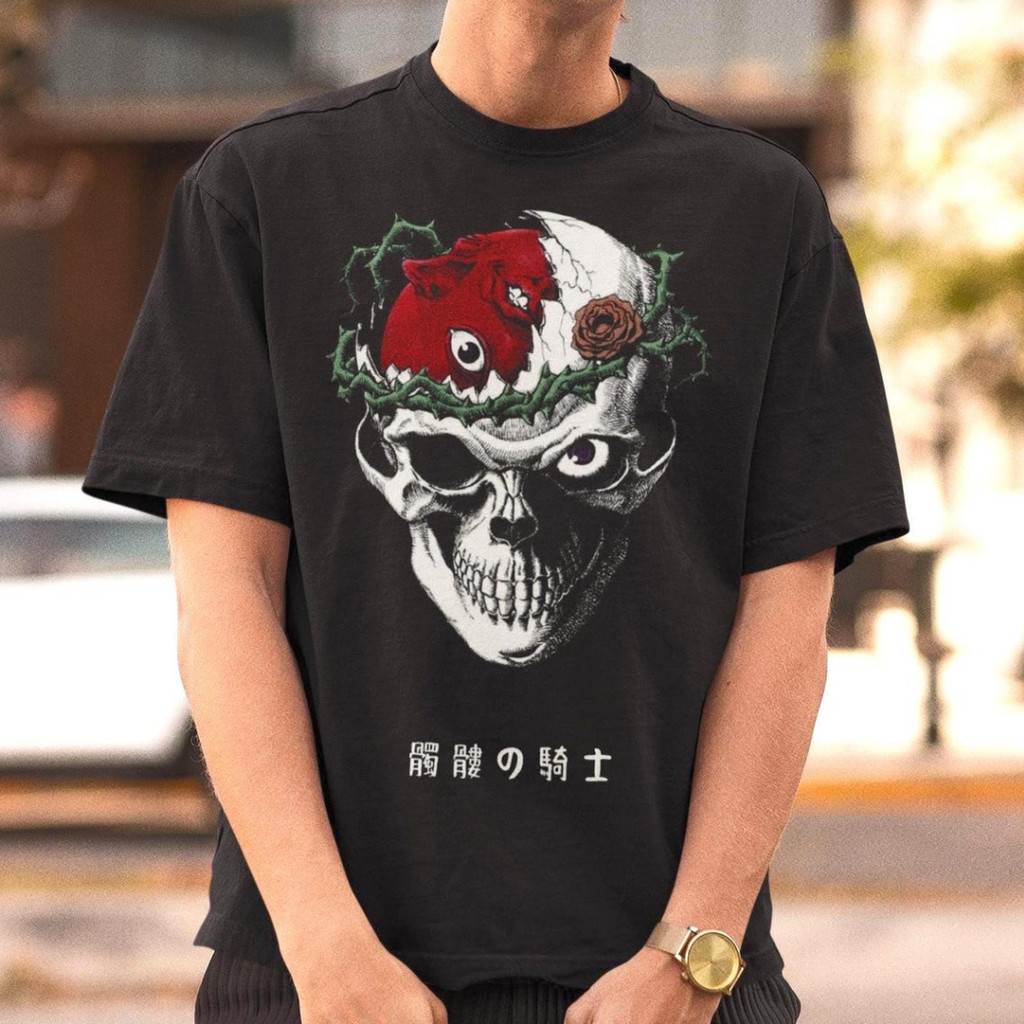 Camiseta Masculina Feminina Estampa Berserk "Caveira do Esqueleto" Anime T-shirt Unissex Streetwear Envio Imediato