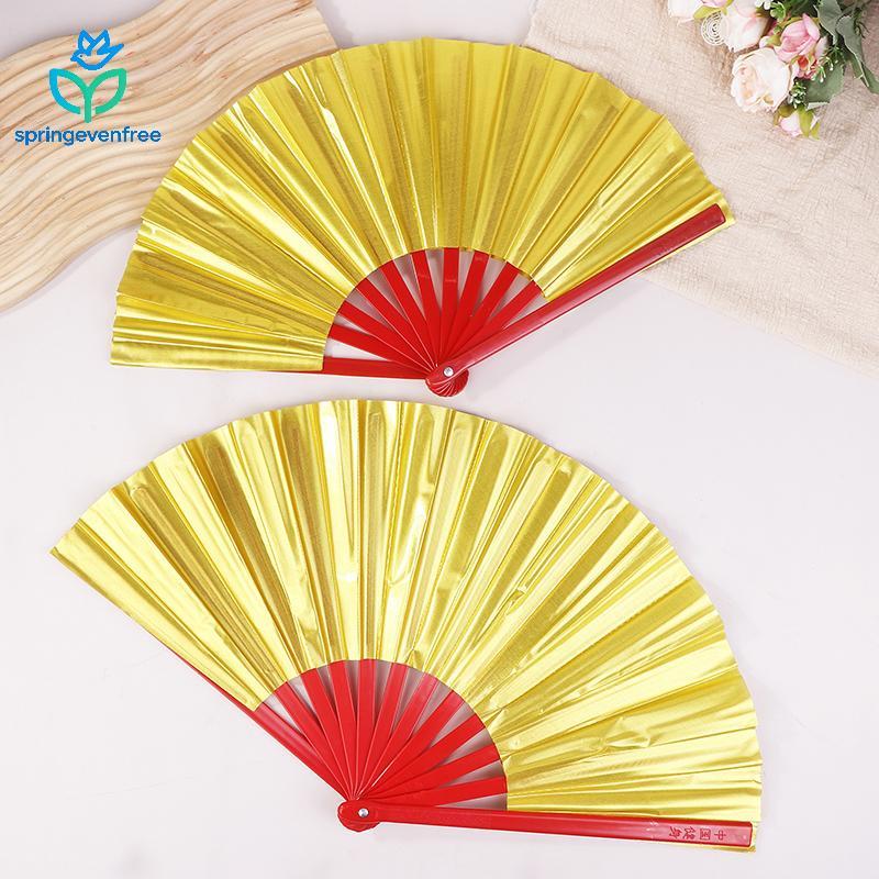 Spe 8/10 Polegada Ventilador Laser De Ouro Dupla Face Chinês Tai Chi Holográfico Dobrável Fãs Kung Fu Concerto Bar Festa