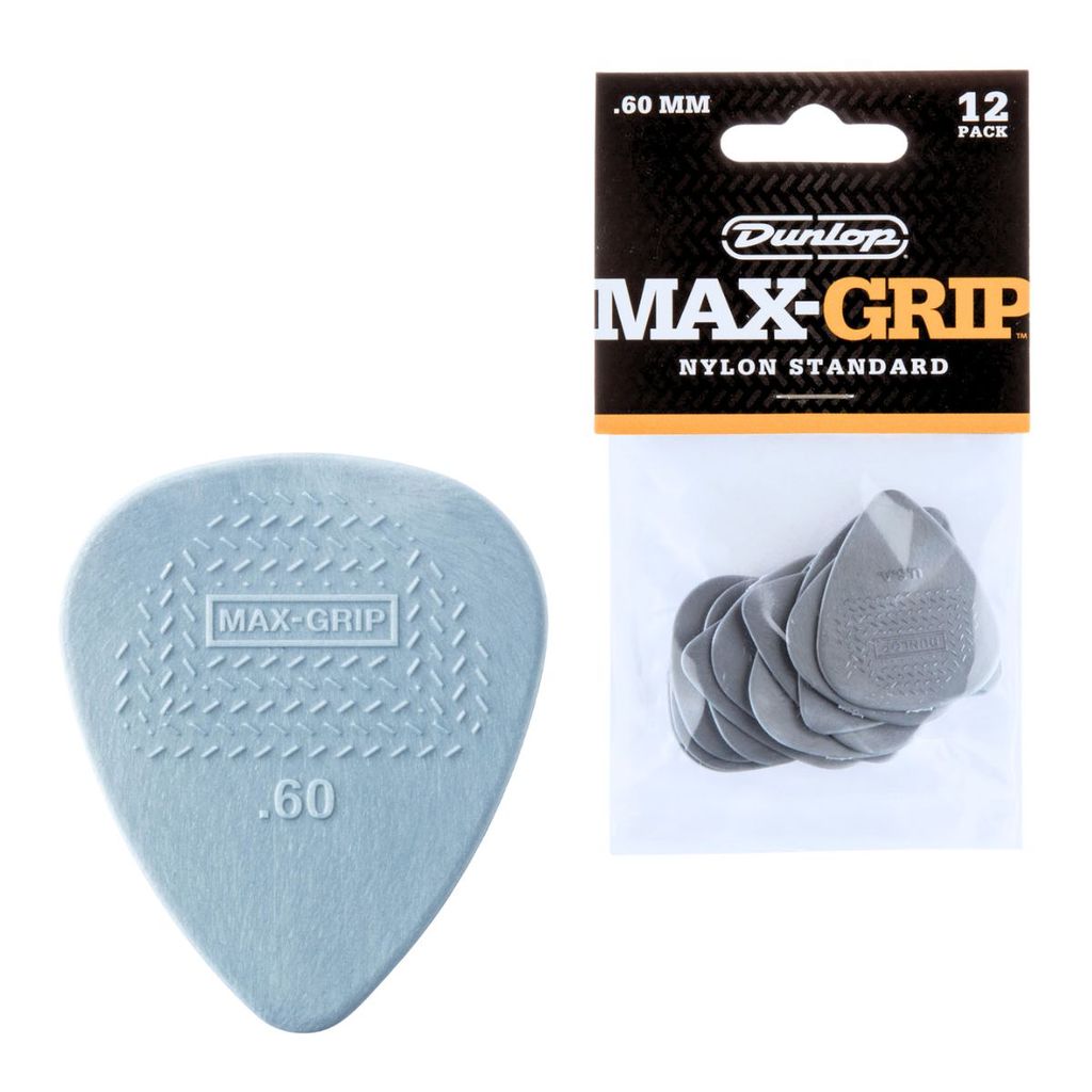 PACK 12 PALHETAS MAXGRIP NYLON  0.60MM 449P.60 DUNLOP CINZA