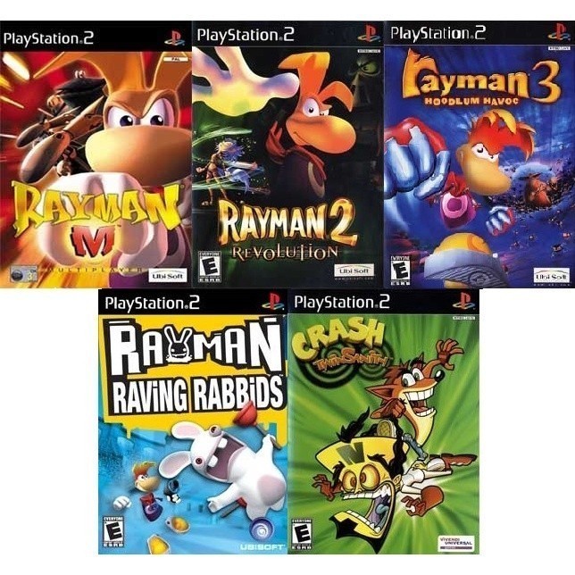 PS2 5 JOGOS  RAYMAN 1 2 3 4 CRASH