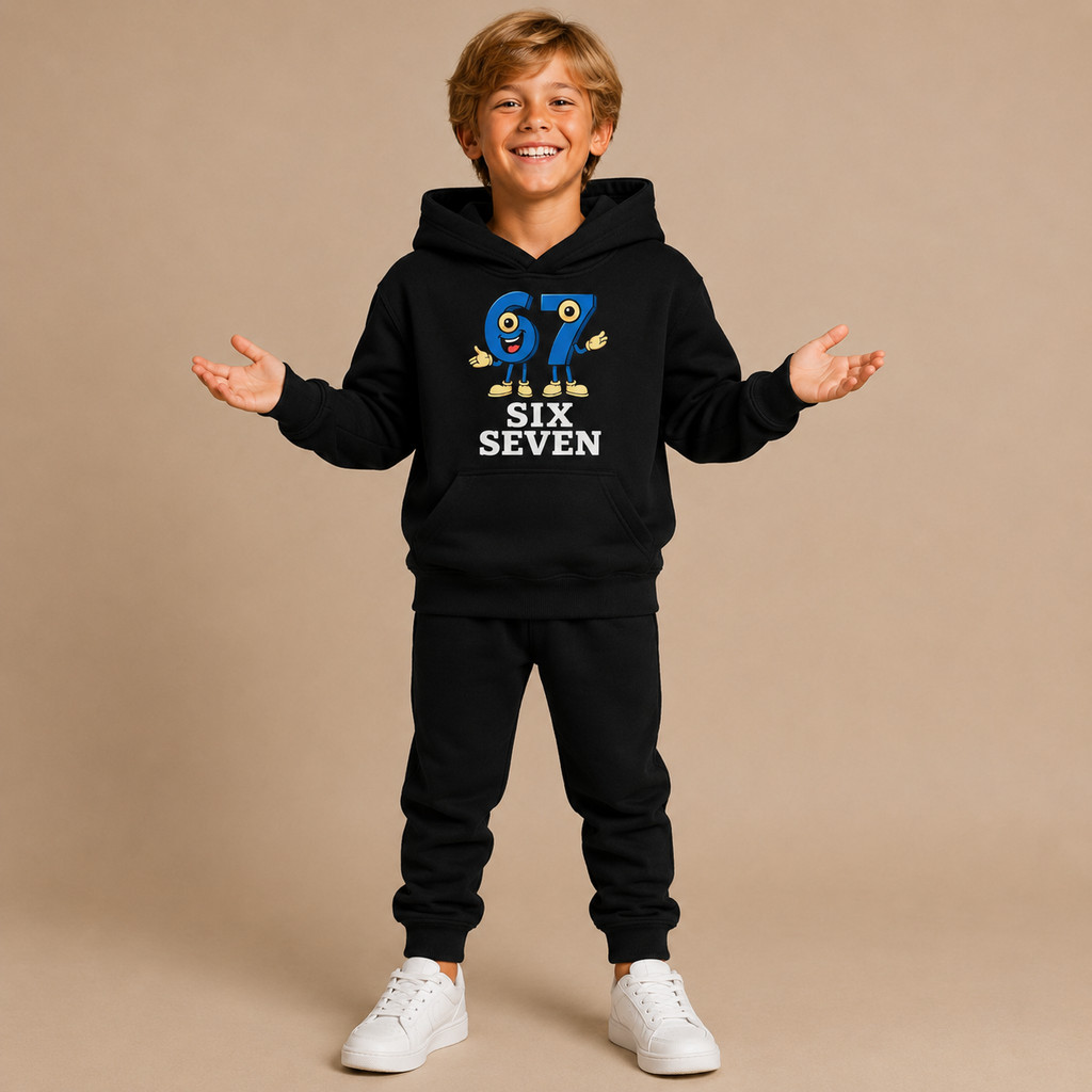 Conjunto Moletom Infantil Masculino Six Seven 67 Roupa Quentinha Moderna Menino