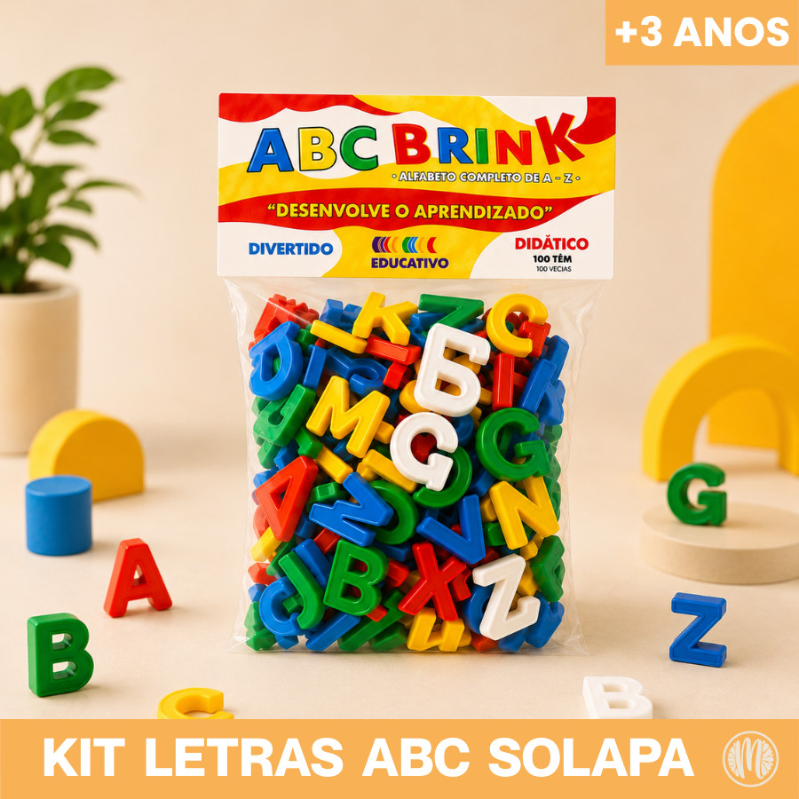 Brinquedo Alfabeto  Educativo Letras Peças Colorido 130 Peças