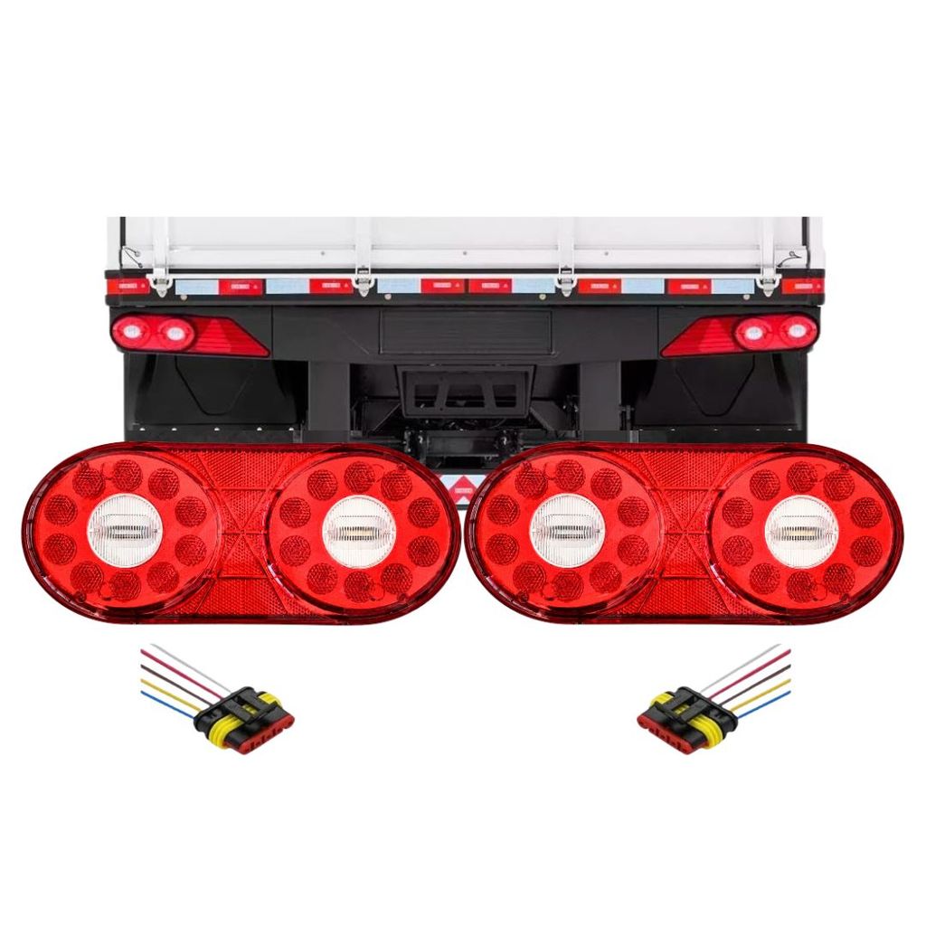 Kit 2 Lanterna Traseira Led Bivolt Universal Para Carreta Randon Implemento Após