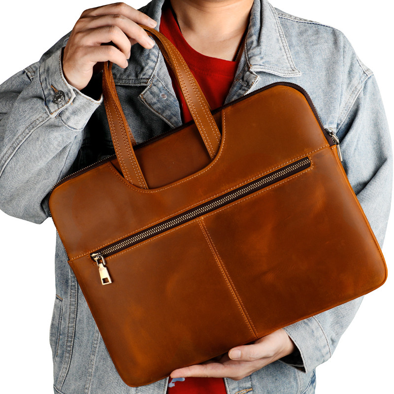 Adequado para Macbook Pro 15-Polegada Apple Notebook portátil zíper bolsa de computador Retro capa protetora de couro ge