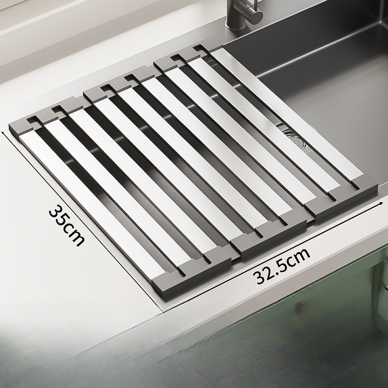 Rack de drenagem dobrável Pratos de cozinha Pauzinhos Rack de armazenamento de Silicone
