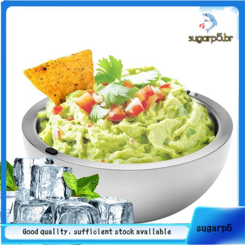 Tigela De Servir-Mantém Salsa Dip Chiller Bowl-Grande Capacidade De 35 Onças-Prato De Festa De Aço Inoxidável Com Gelo