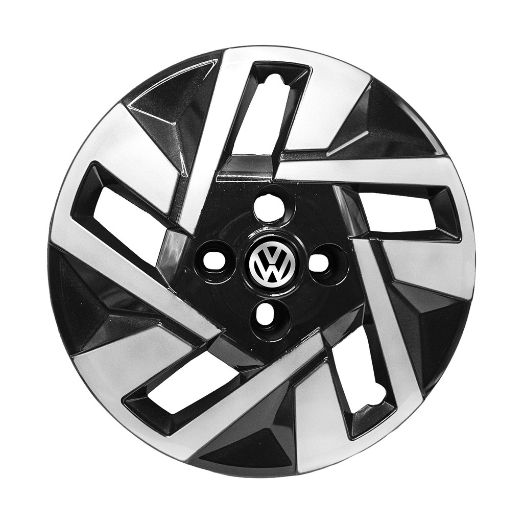 Calota Aro 14 Esportiva Sport Premium VW Gol Voyage Up 2000 Até 2024 Preta/Prata + Emblema