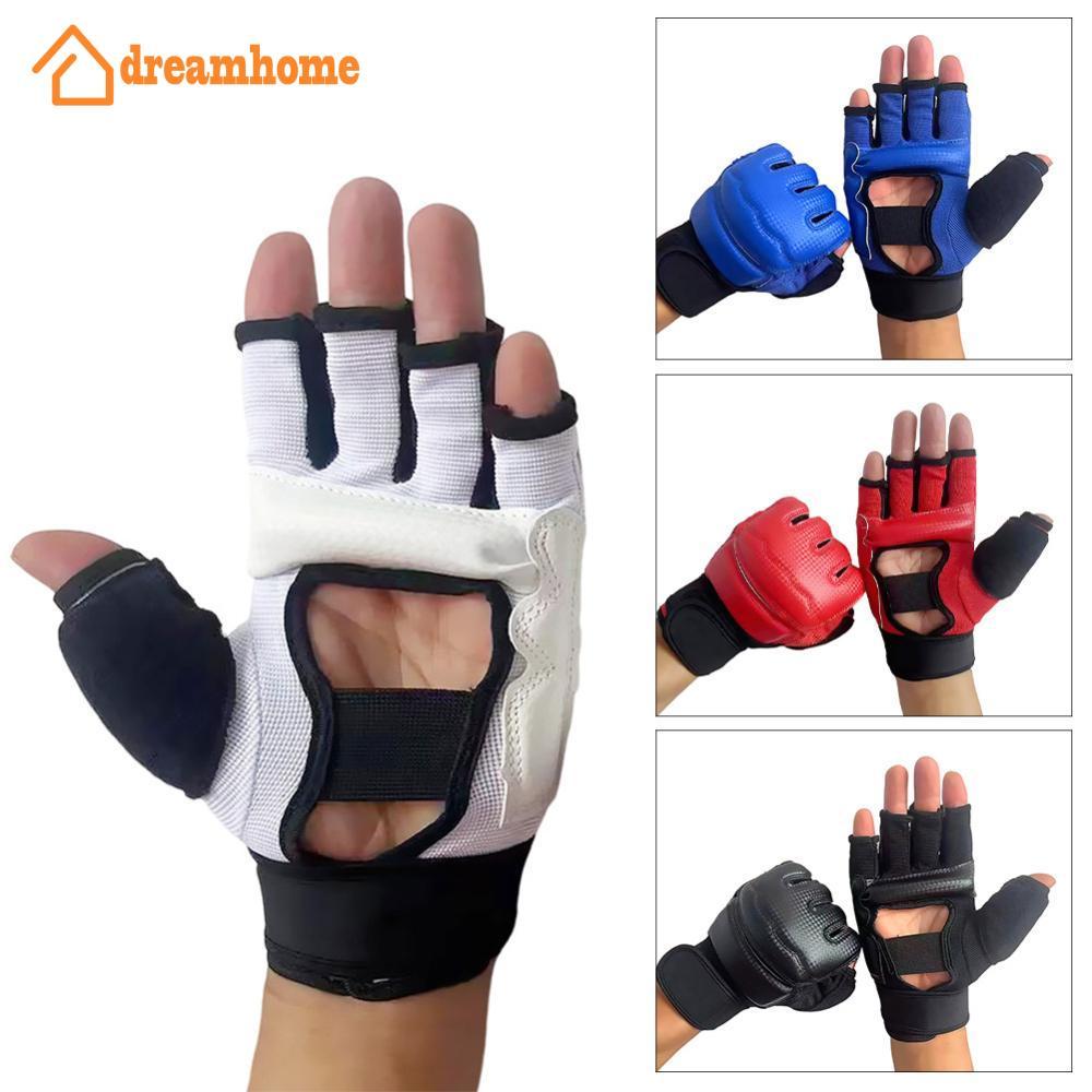 DREAMHOME Metade Dedo Luvas De Boxe Couro Do Plutônio MMA Luta Kick Karate Muay Thai Treinamento Treino I4V7